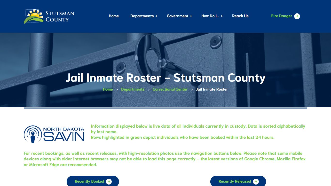 Jail Inmate Roster - Stutsman County, North Dakota